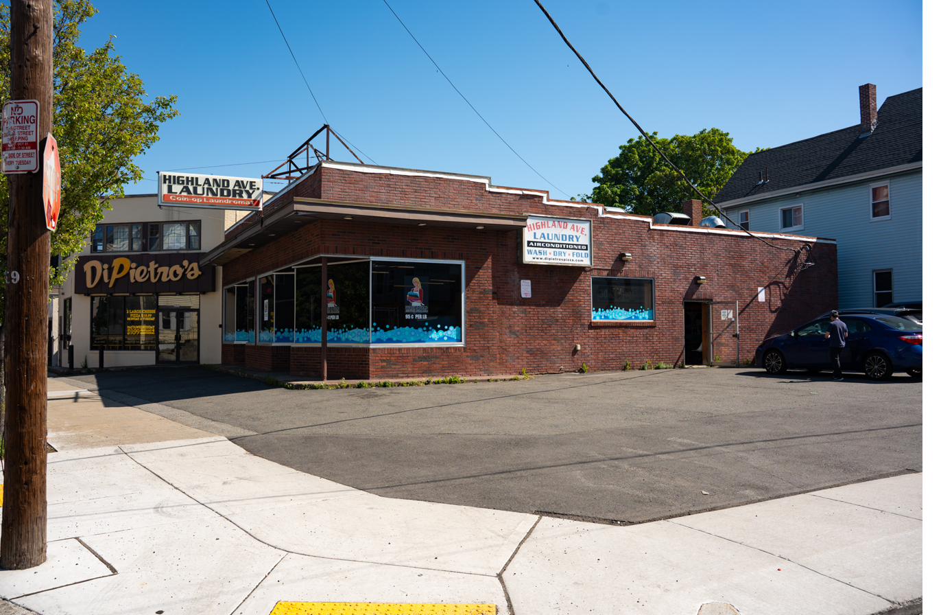 Highland Laundromat storefront on Highland Ave in Malden, MA